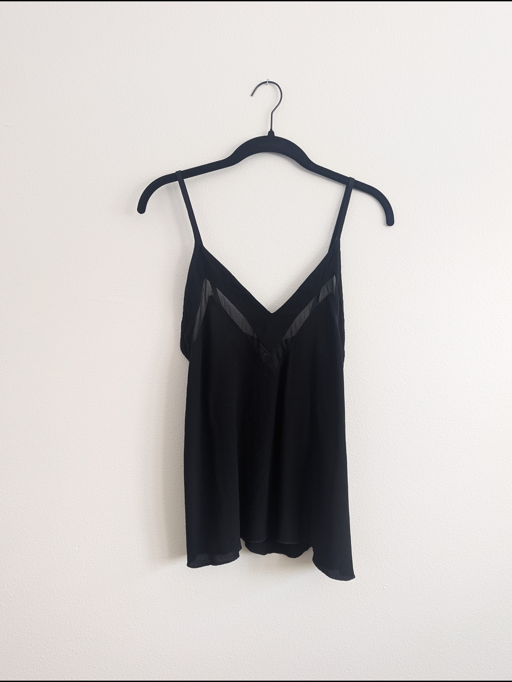 Windsor Black V-Neck Slip Cami with Sheer Trim